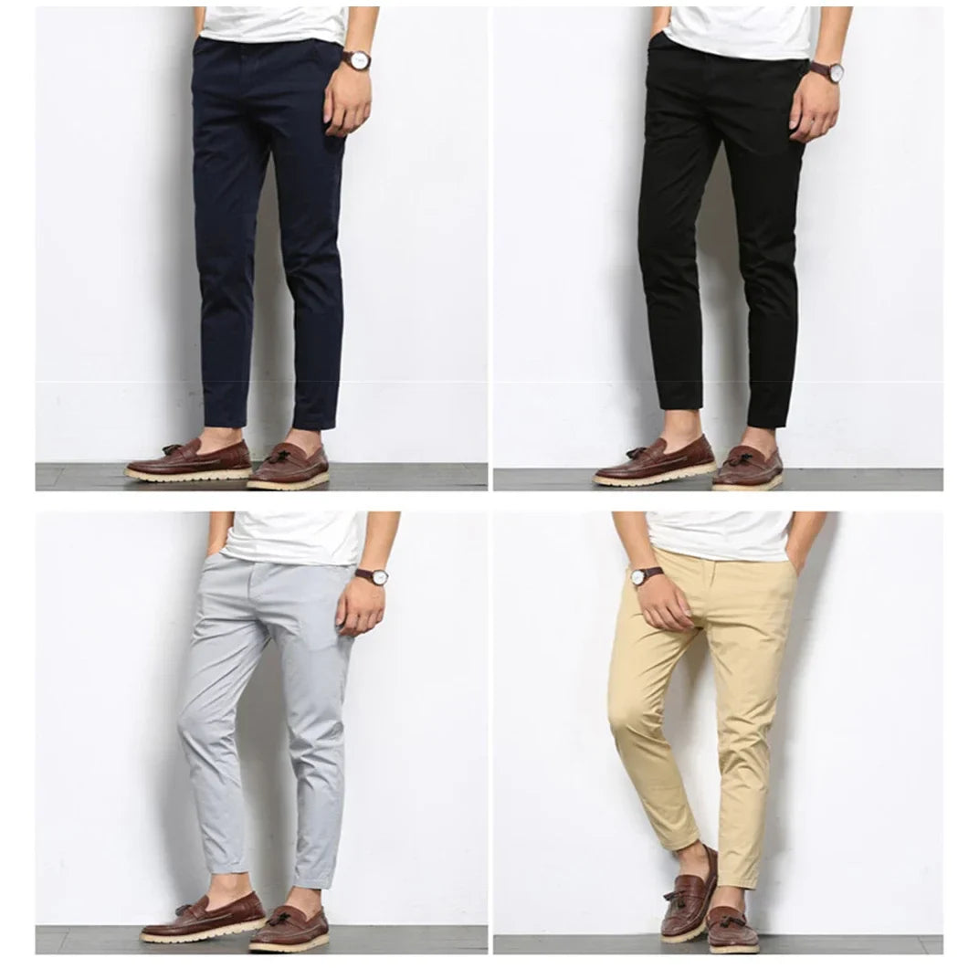 Men Fashions Casual Pants Men Straight Slight Elastic Trousers