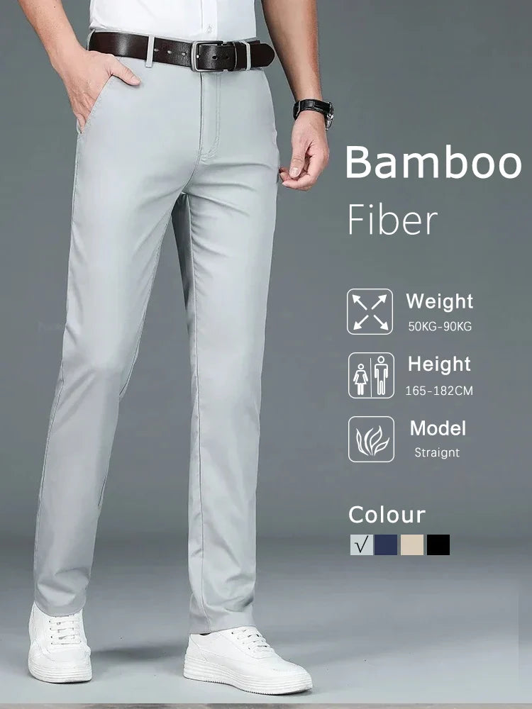 Men Straight Classic Fashion Casual Breathable Formal Trouser