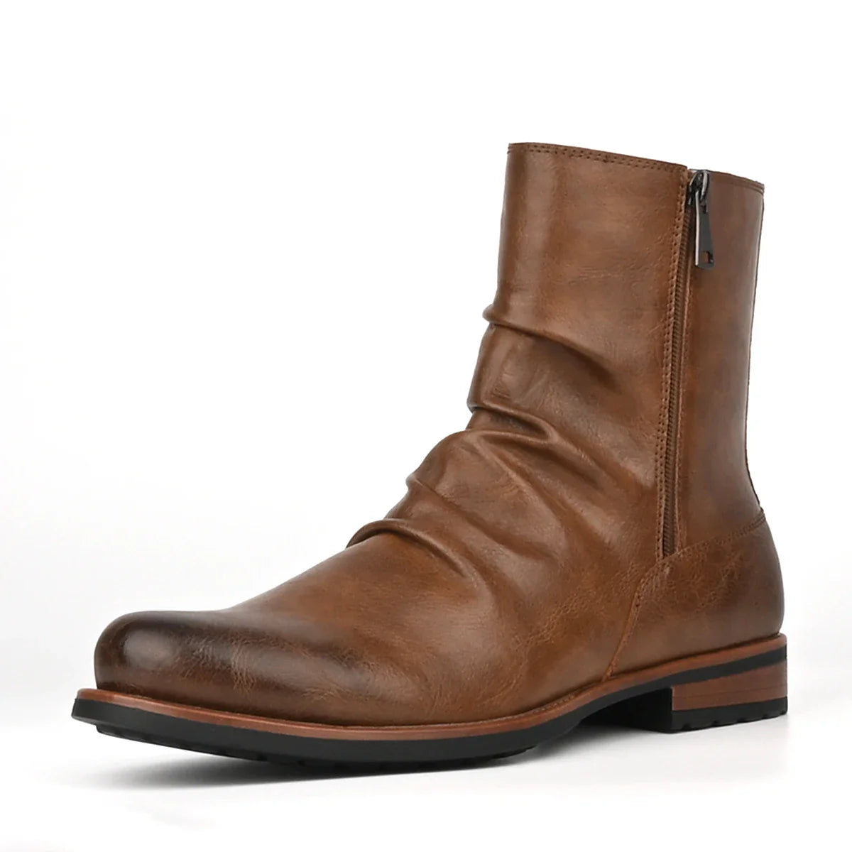 Men's British style low heeled retro boots for daily casual wear