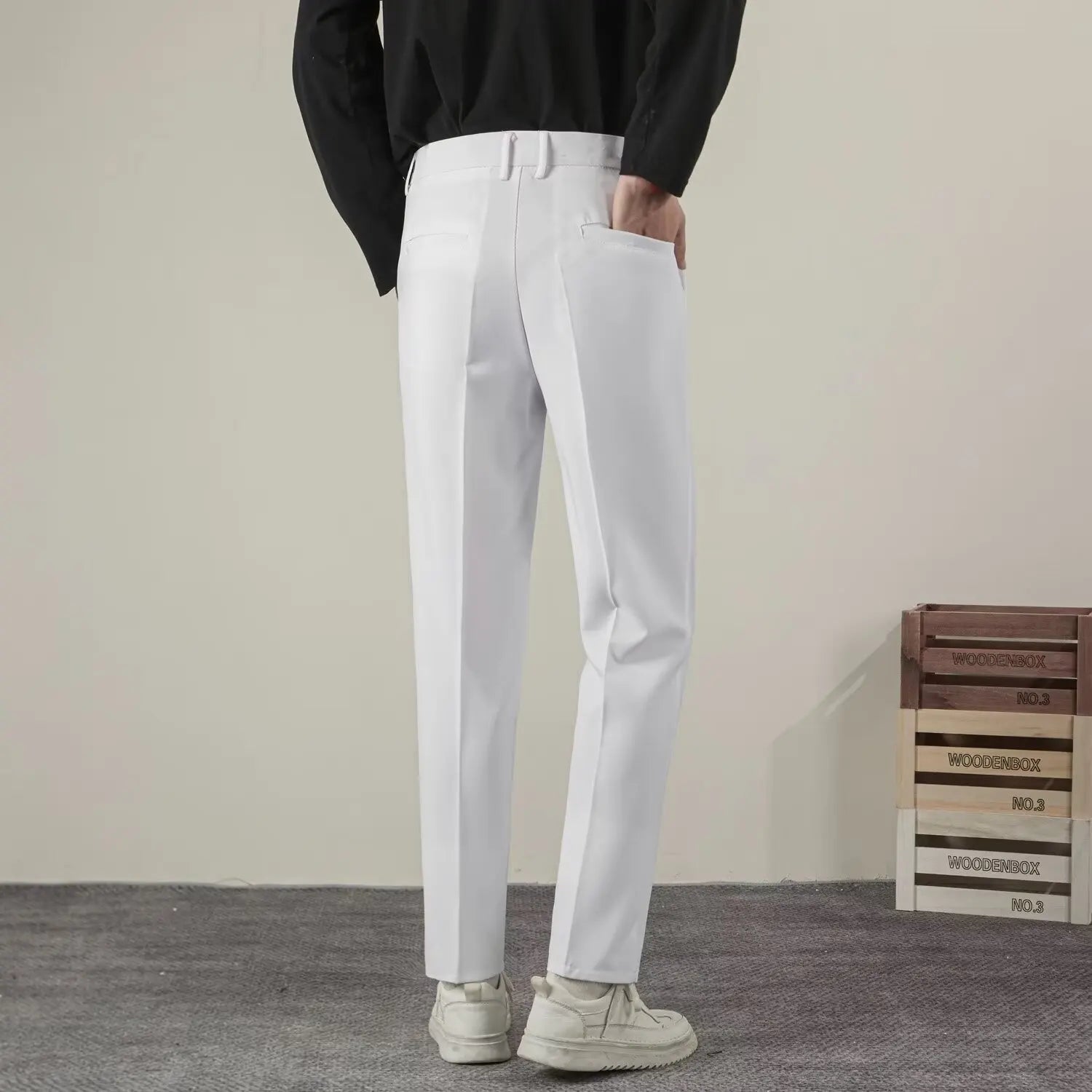 Men's Solid Color Straight Casual Pants