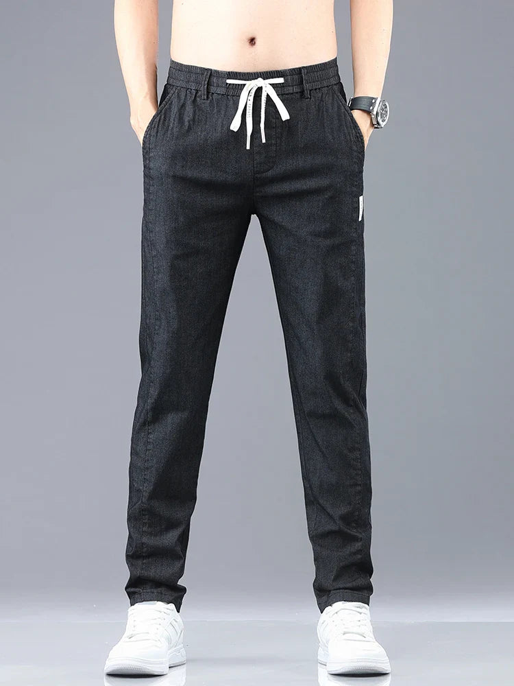 Brand Clothing Men's Casual Pants Spring Summer Thin Cotton Elastic Waist Design Jogging Trousers Solid Korean Men Sweatpants