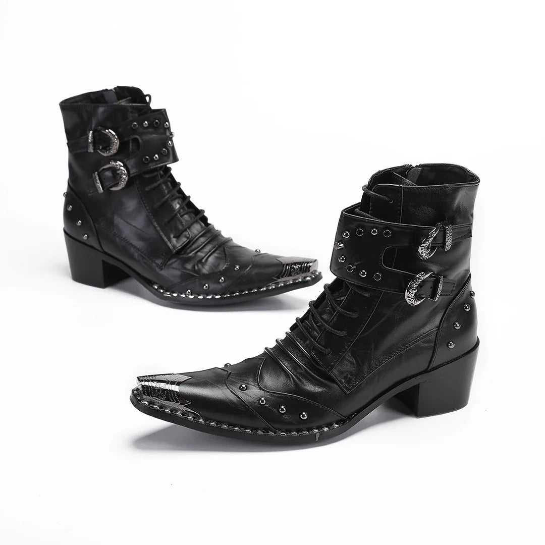 Mens Black Spike Party Shoes
