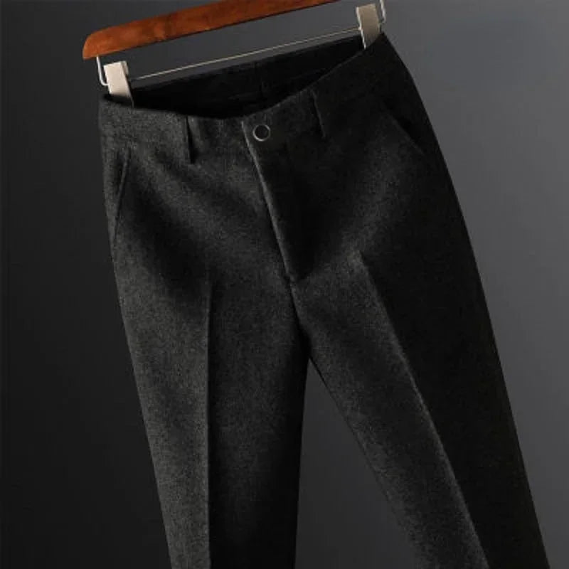 Men's Suit Pants Fashion Business Casual Woolen Suit Pants