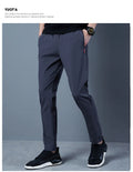 Summer Mens Ice Silk Pants 2024 New Slim Fit Breathable Bicycle Quick Drying Feet Pants Casual Outdoor Solid Color Fishing Pants