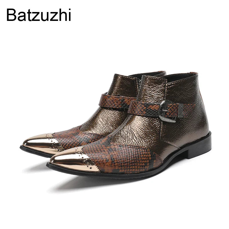 Brown Leatehr Ankle Boots For Man