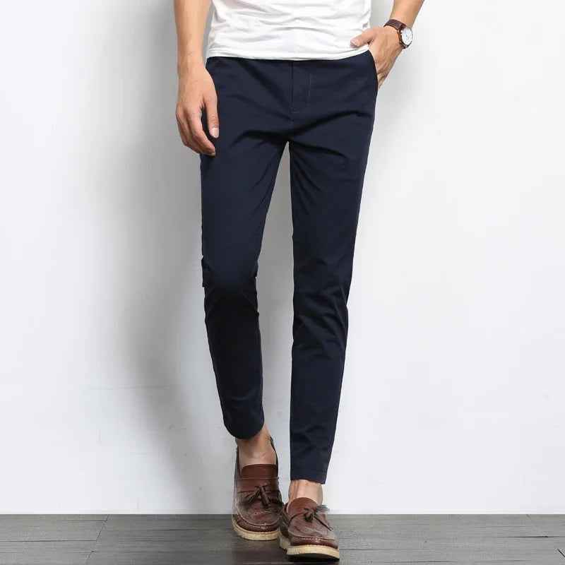 Men Fashions Casual Pants Men Straight Slight Elastic Trousers