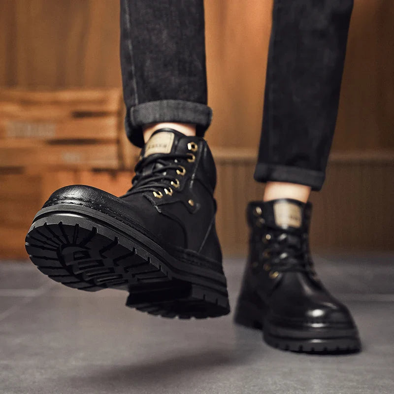 Camel Dynamic Men's High-top Mid-top Leather Shoes