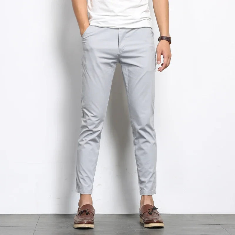 Men Fashions Casual Pants Men Straight Slight Elastic Trousers