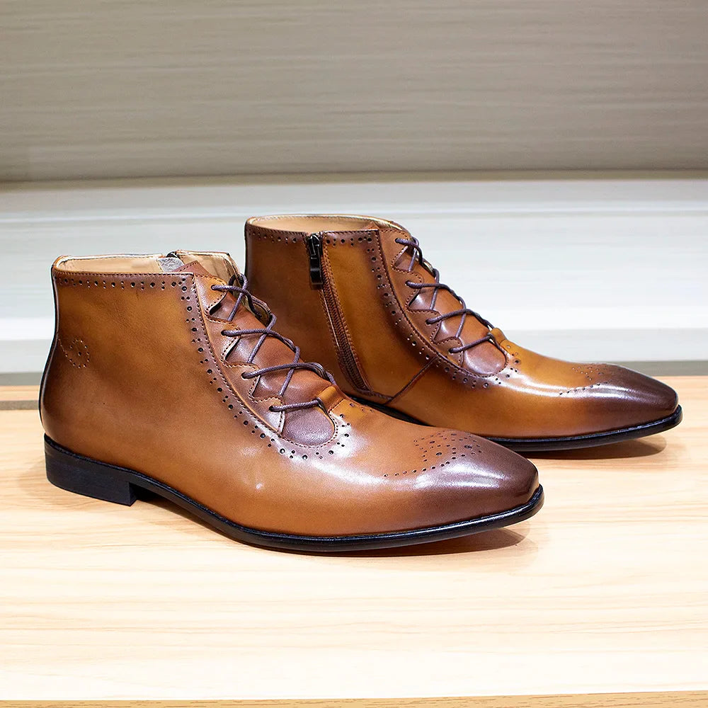 Genuine Leather Mens Ankle Boots