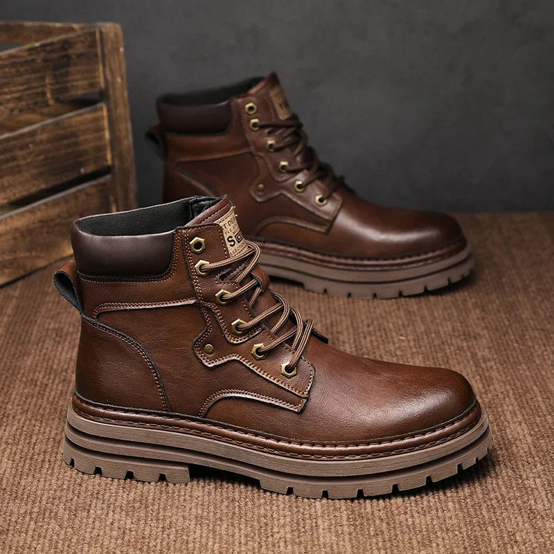 Camel Dynamic Men's High-top Mid-top Leather Shoes