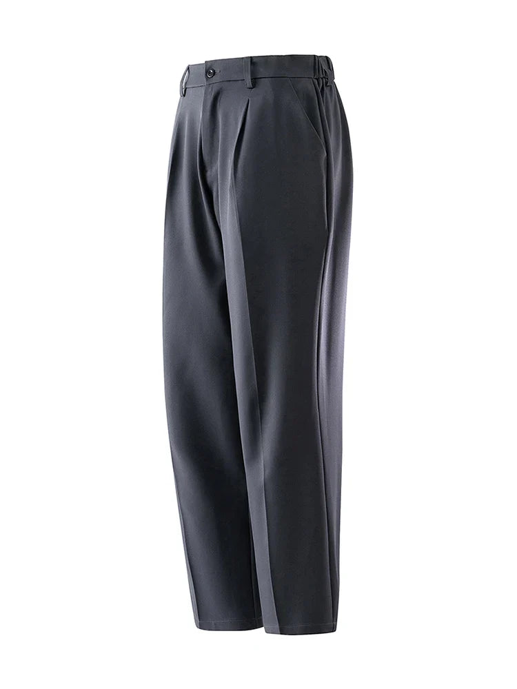 Men's Light&Thin Polyester Elastic Waist Semi-Wide Loose Slacks Drape Suit Pants