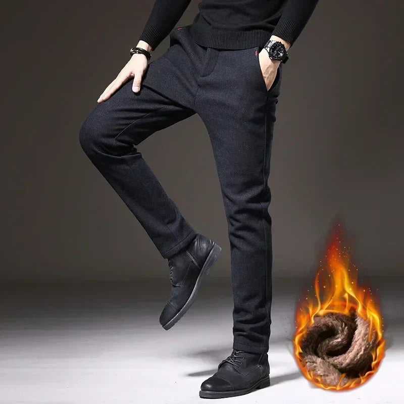 Men's Wool Warm Casual Pants Business Fashion Trousers