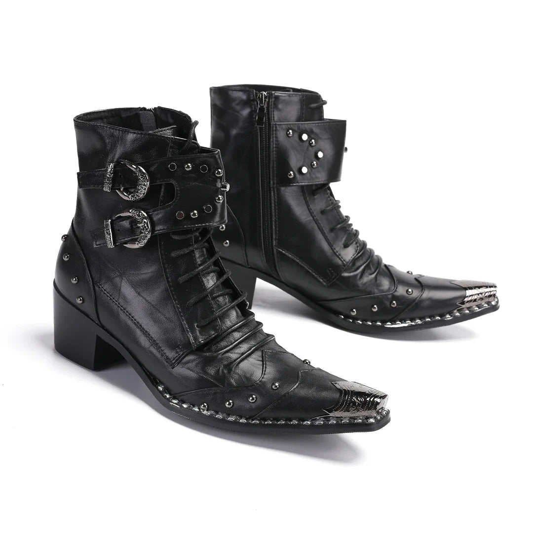 Mens Black Spike Party Shoes