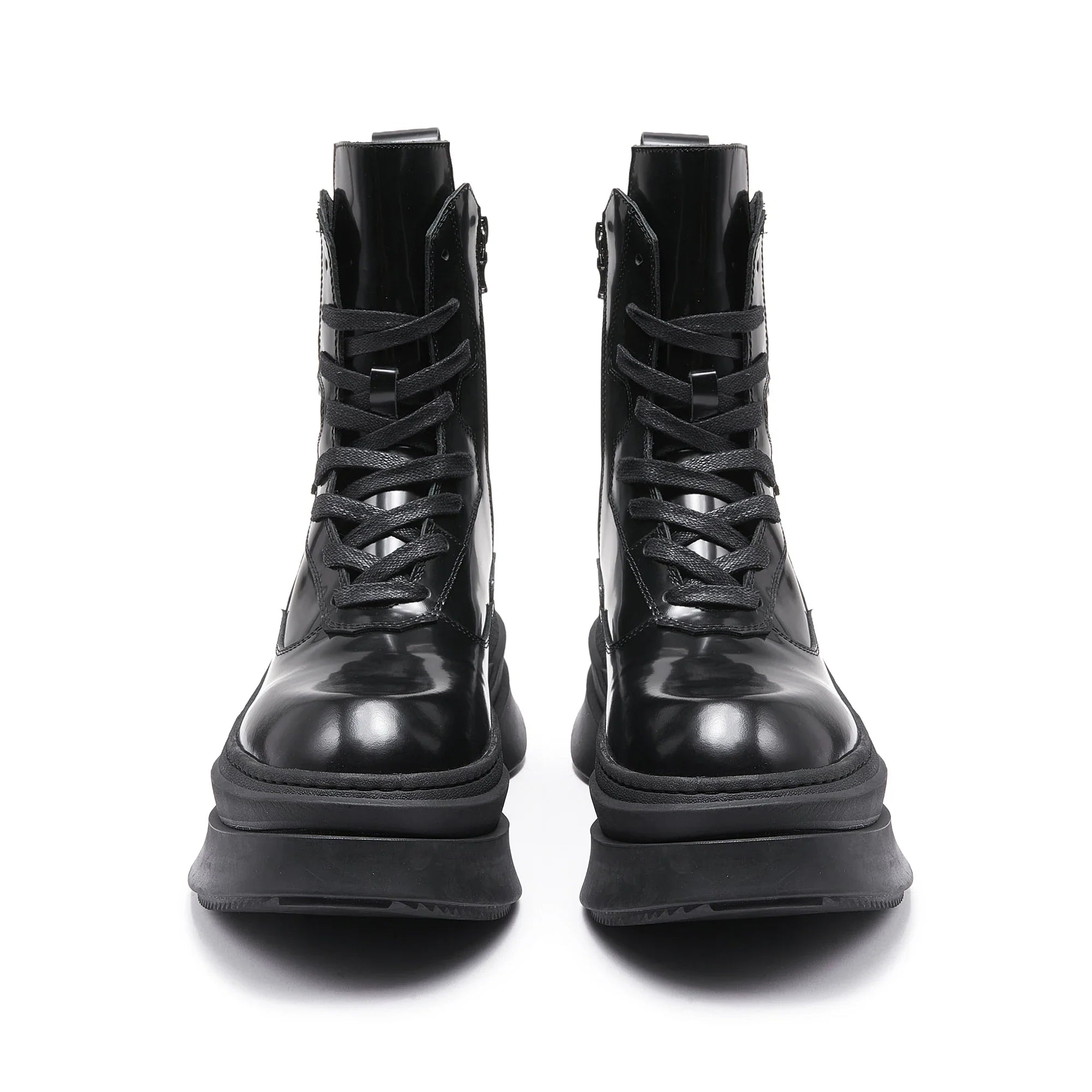Leather lace up men's boots, trendy height increasing leather shoes