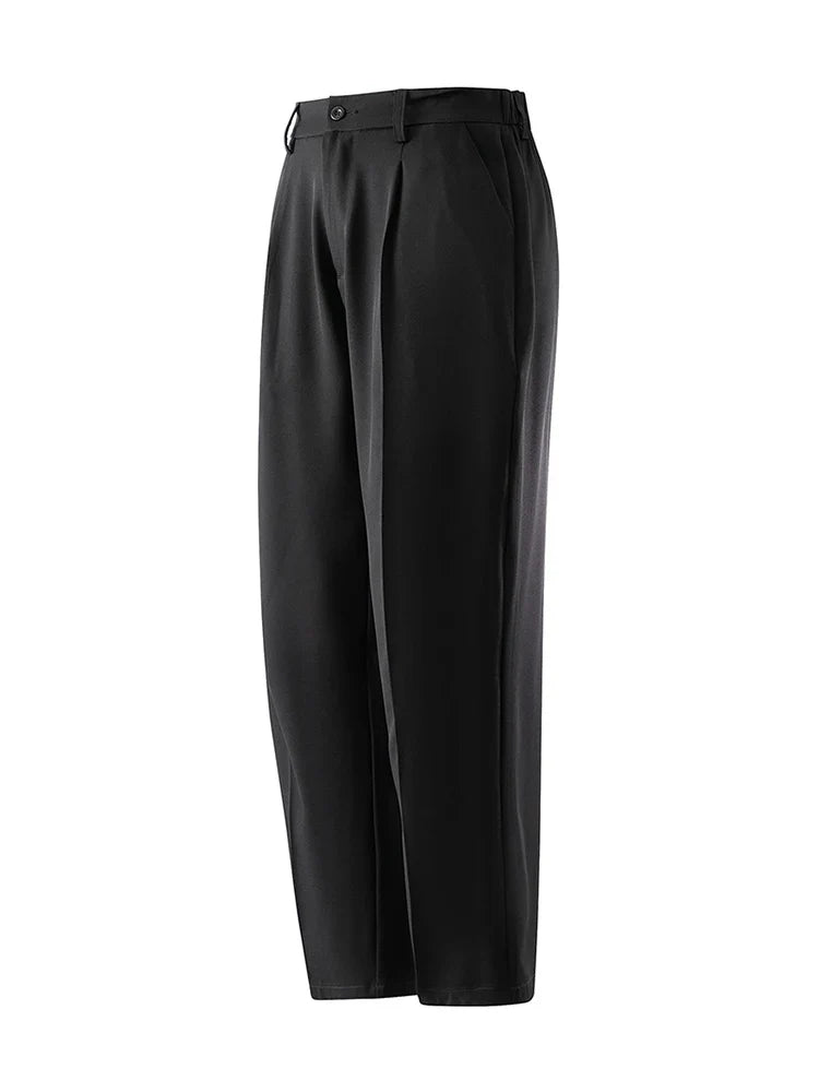 Men's Light&Thin Polyester Elastic Waist Semi-Wide Loose Slacks Drape Suit Pants