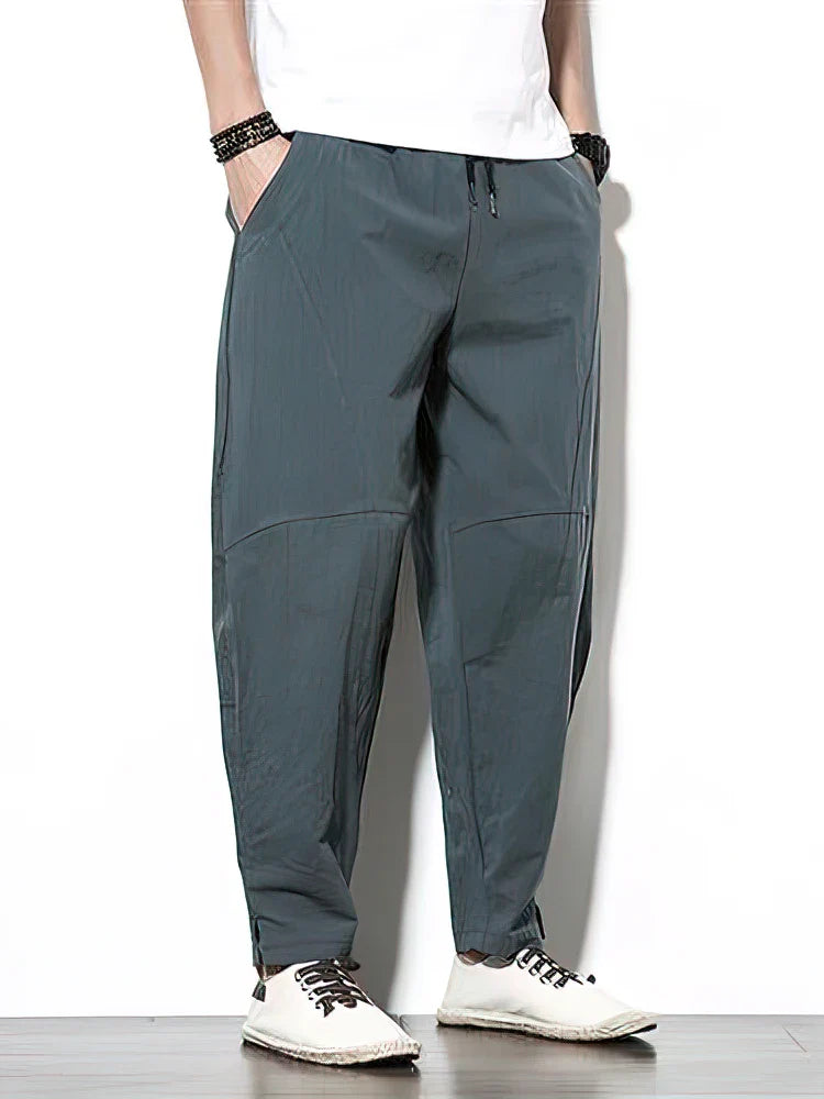 100% Cotton Linen Pants Men Baggy Casual Trousers Male Walking Wide leg Loose Sweatpants Chinese Summer Jogger Pants 2025 New