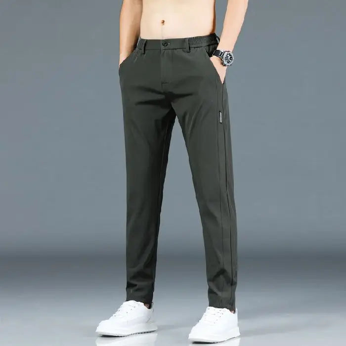 Elastic Men's Casual Trousers Slim Straight Business Pants
