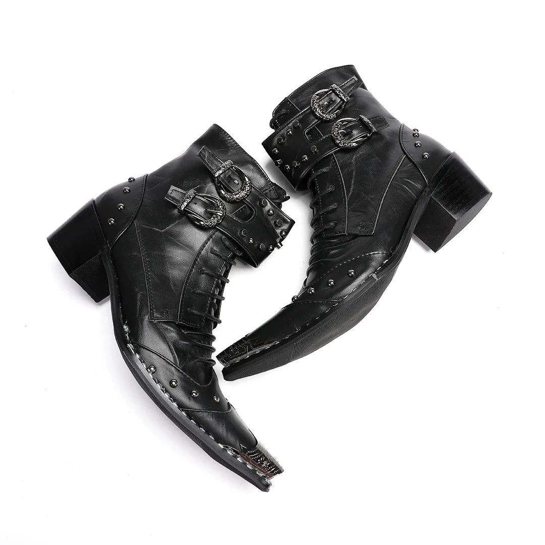 Mens Black Spike Party Shoes