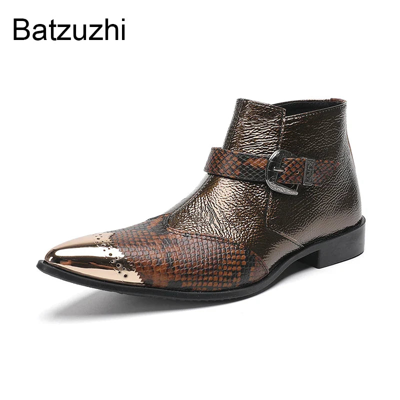 Brown Leatehr Ankle Boots For Man