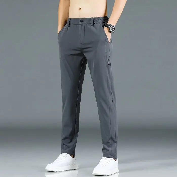 Elastic Men's Casual Trousers Slim Straight Business Pants