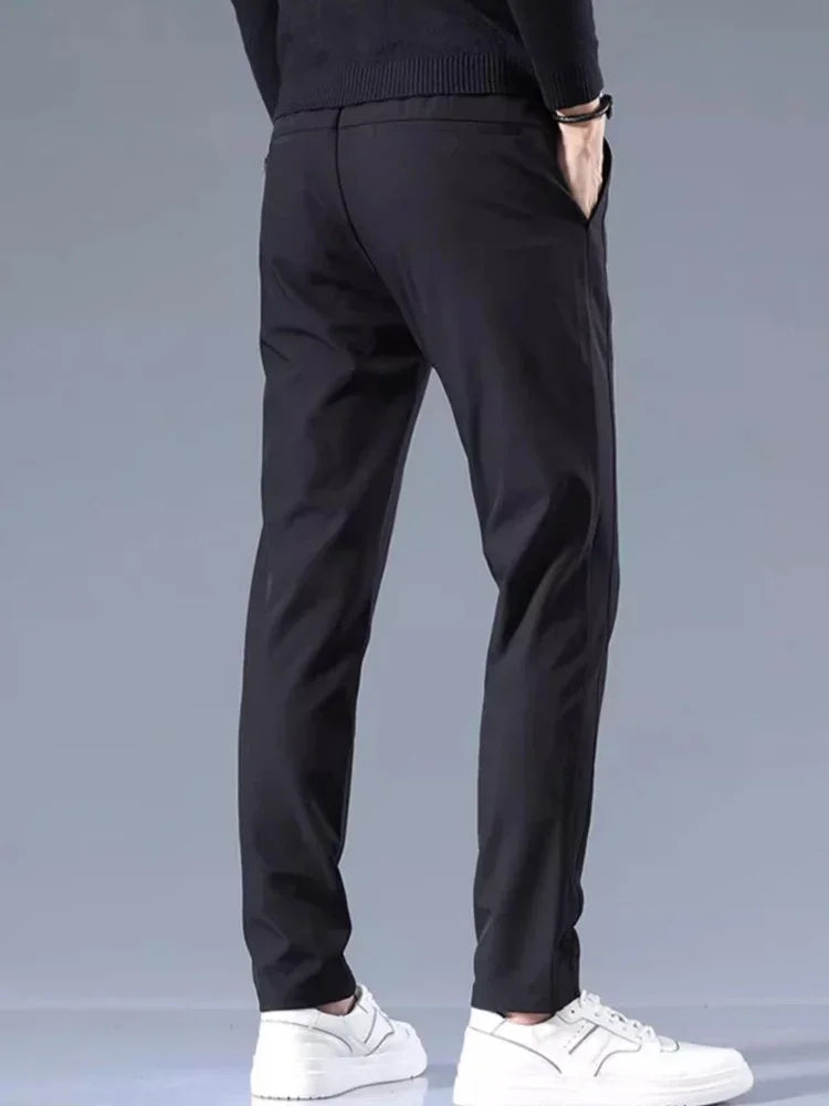 Elastic Men's Casual Trousers Slim Straight Business Pants