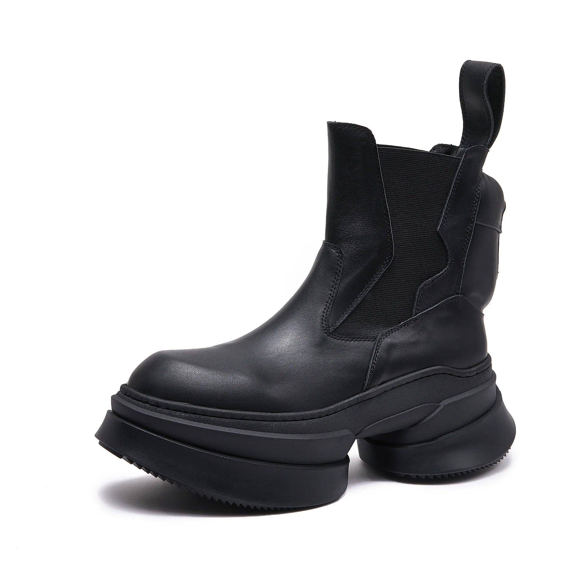 Dark punk thick soled high rise Chelsea boots
