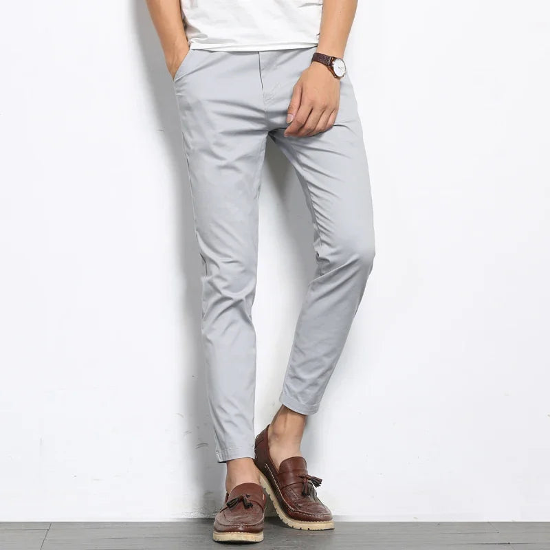Men Fashions Casual Pants Men Straight Slight Elastic Trousers