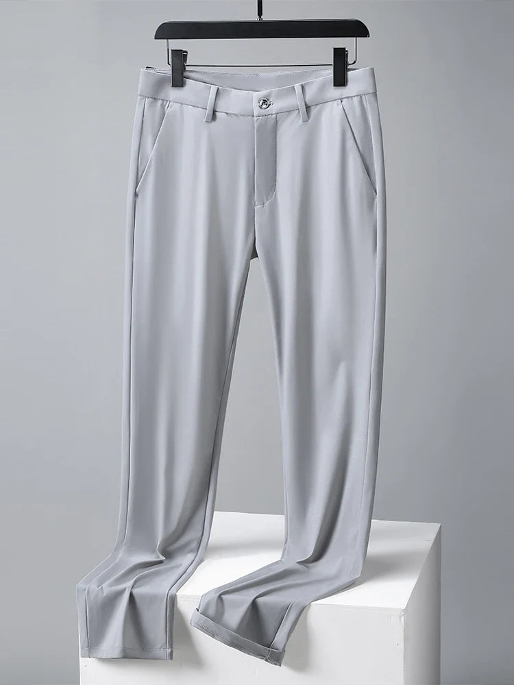 Men Long Pants Breathable Stretched Spandex Nylon Slim Trousers